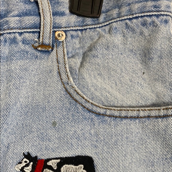 Vintage Michel Jordi Denim Short Swith Ethno Fever Vintage Embroidered 40 XL - Picture 3 of 10